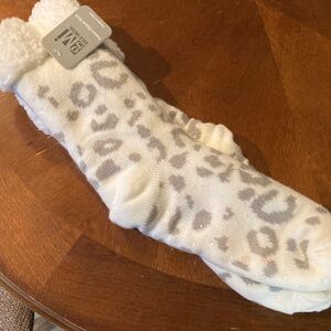 Cozy White and Gray Leopard Print Socks